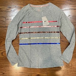Boden metallic stripe long sleeve tee